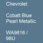 Preview: Chevrolet, Cobalt Blue Pearl Metallic, WA9816 / 98U.